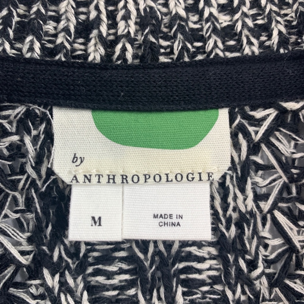 Anthropologie Tehama Marled Black & White Open Front Long Cardigan Sz M - Picture 10 of 14